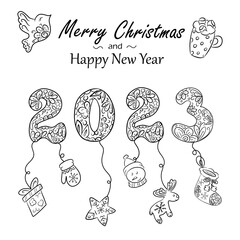 Happy new year 2023 greeting card mockup template