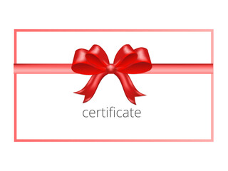 Print Gift certificate white with red bow and ribbon