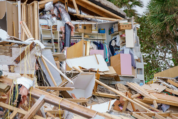 Beachfront homes completely destroyed by Hurricane Nicole Daytona Beach FL