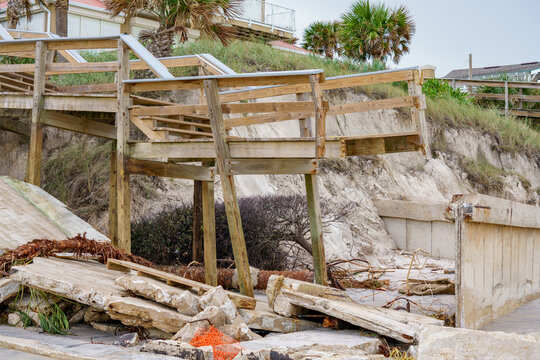 Beachfront homes completely destroyed by Hurricane Nicole Daytona Beach FL