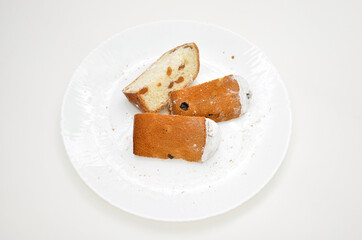 easter cupcake with raisins on a white plate