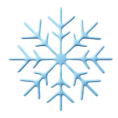 Snowflake 3d render png design. Light blue