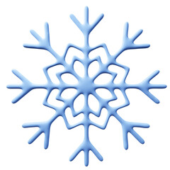 Snowflake 3d render png design. White winter light blue element