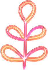 Neon line doodle leaf