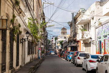 Dominican Republic, Santo Domingo - November 6, 2022: Beautiful street in a colonial city at...