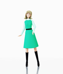 Pretty young woman, office worker. Happy office workers 3D rendering illustration 