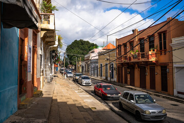Dominican Republic, Santo Domingo - November 6, 2022: Beautiful street in a colonial city at...