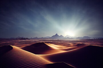 Fototapeta na wymiar Blue sky and desert sunny day Generative AI