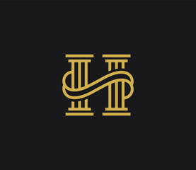 Elegant Letter H Logo - Professional Symbol - Pillar and Ribbon Icon