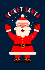 Secret Santa vector illustration. Santa Claus character