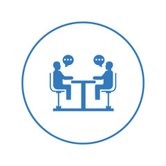 Conference desk interview meeting icon | Circle version icon |