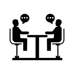 Conference desk interview meeting icon | Black Vector illustration |