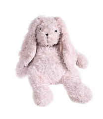 Pink rabbit doll with big ears isolated - 545478647