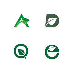 a set of letter and leaf logos. suitable for healthy food logos, natural food products, vegetarian restaurants