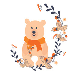 Teddy bear vector stock illustration. A child's toy. Isolated on a white background.
