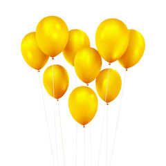 Golden balloons in heart shape formation celebration love is in the air. Full vector ai with transparency.