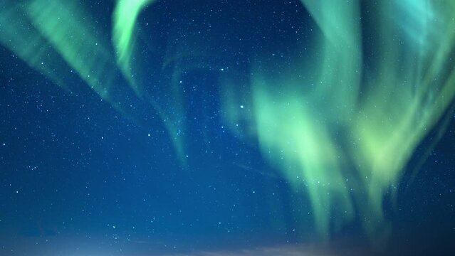 Aurora Green and Milky Way Galaxy Mountains Tilt Down