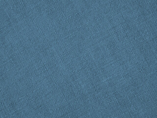 Fototapeta na wymiar Blue woven surface close-up. Linen textile texture. Fabric sewing background. Textured braided backdrop. Len wallpaper. Macro