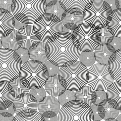 Black and white circles, seamless vector vintage pattern