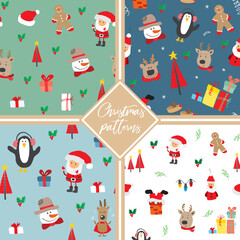 New Year and Christmas seamless pattern, hand drawn doodles Seamless Pattern. Background Vector Illustration
