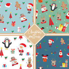 New Year and Christmas seamless pattern, hand drawn doodles Seamless Pattern. Background Vector Illustration