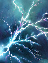 lightning in the night sky, lightning, sky, night, nature, background, illustration, rendered