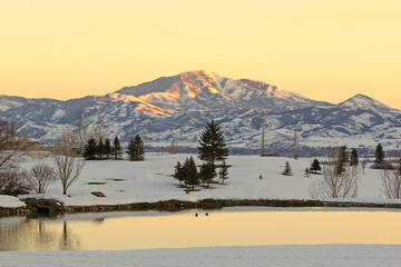 Wasatch mountains from Wolf Creek Village, Utah, in winter	