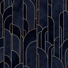 Art deco style geometric forms seamless pattern background - 545484233