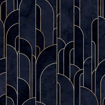 Fototapeta Art deco style geometric forms seamless pattern background