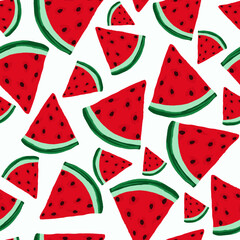 Watermelon slices bright seamless pattern