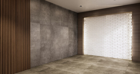 Architecture and interior concept Empty room and granite wall and concrete wall background 3D illustration rendering