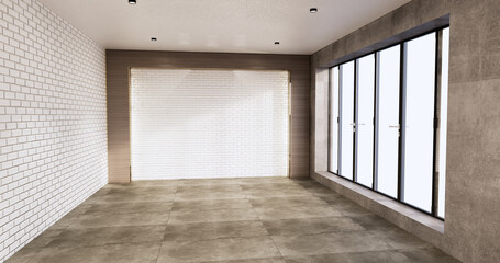 Architecture and interior concept Empty room and granite wall and concrete wall background 3D illustration rendering
