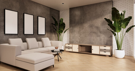 cabinet in loft interior room minimal designs, 3d rendering