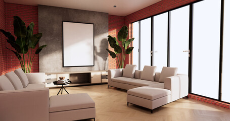 cabinet in loft interior room minimal designs, 3d rendering
