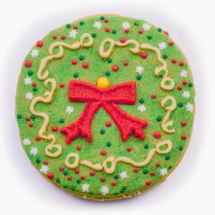 homemade Christmas cookie, decorated, top-view digital illustration 