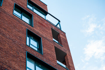 abstract modern building detail background, with sky color reflection