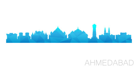 Ahmedabad, Gujarat, India Low Poly Skyline Clip Art City Design. Geometric Polygon Graphic Horizon Icon. Vector Illustration Symbol.