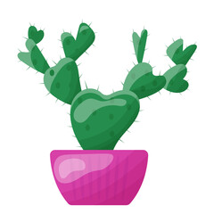 Cartoon image of a cactus in a pink flowerpot isolated on a transparent background
