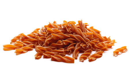 Fototapeta premium Fusilli made from chickpeas, uncooked pasta isolated on white