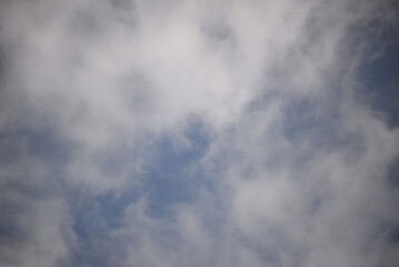 white cirrus clouds against the blue sky, white clouds against the blue sky before the rain in Ukraine