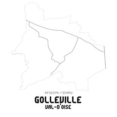 GOLLEVILLE Val-d'Oise. Minimalistic street map with black and white lines.