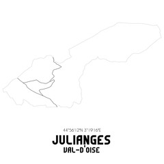 JULIANGES Val-d'Oise. Minimalistic street map with black and white lines.