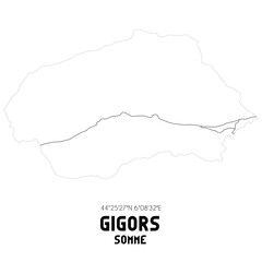 GIGORS Somme. Minimalistic street map with black and white lines.