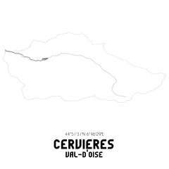 CERVIERES Val-d'Oise. Minimalistic street map with black and white lines.