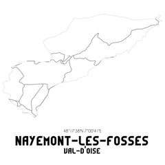 NAYEMONT-LES-FOSSES Val-d'Oise. Minimalistic street map with black and white lines.