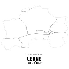 LERNE Val-d'Oise. Minimalistic street map with black and white lines.