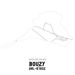 BOUZY Val-d'Oise. Minimalistic street map with black and white lines.