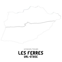 LES FERRES Val-d'Oise. Minimalistic street map with black and white lines.