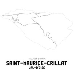 SAINT-MAURICE-CRILLAT Val-d'Oise. Minimalistic street map with black and white lines.