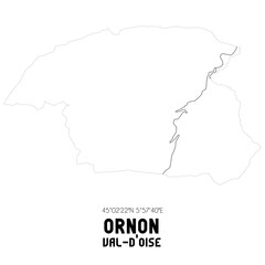 ORNON Val-d'Oise. Minimalistic street map with black and white lines.